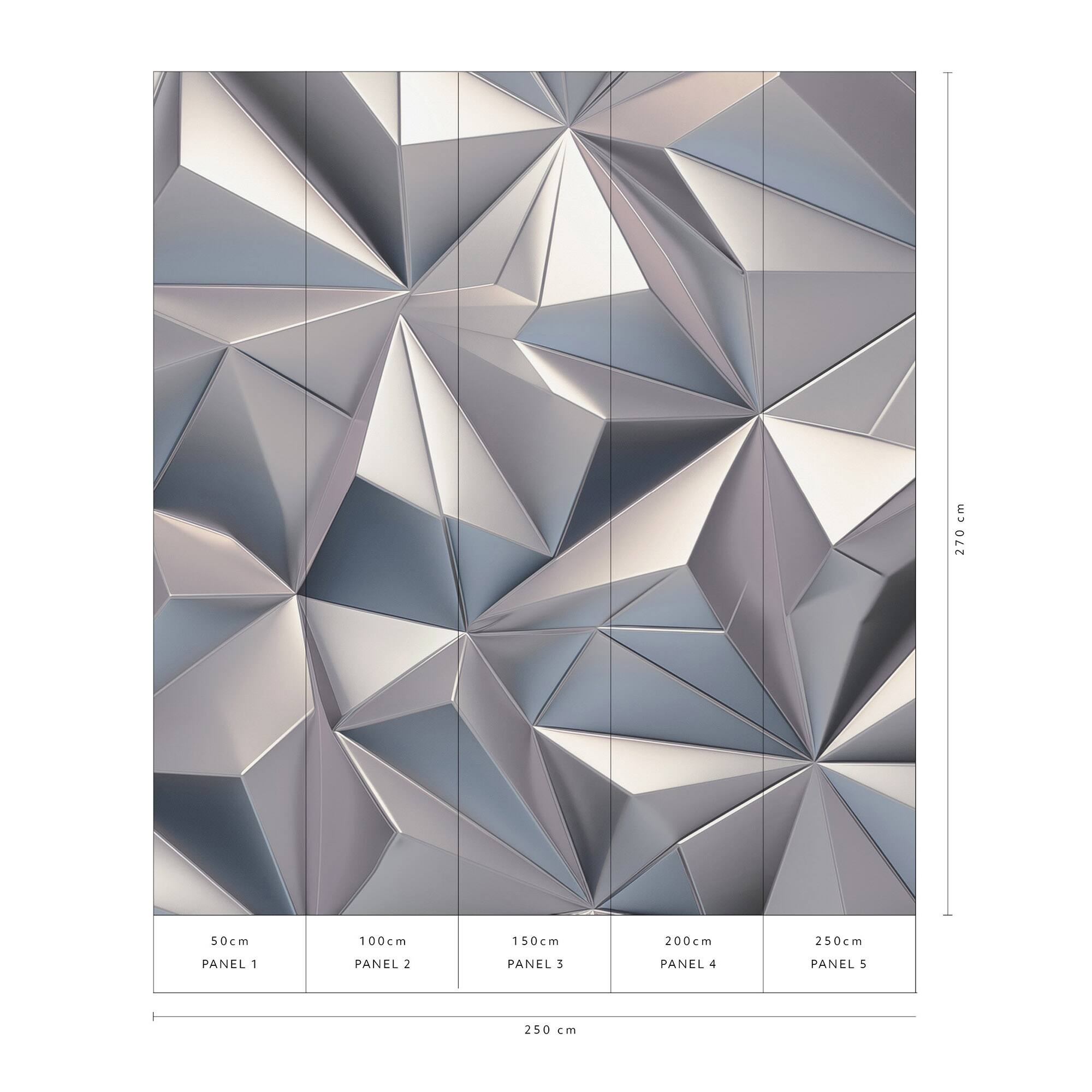 Designs Direct Silver Prism Silver Wall Mural